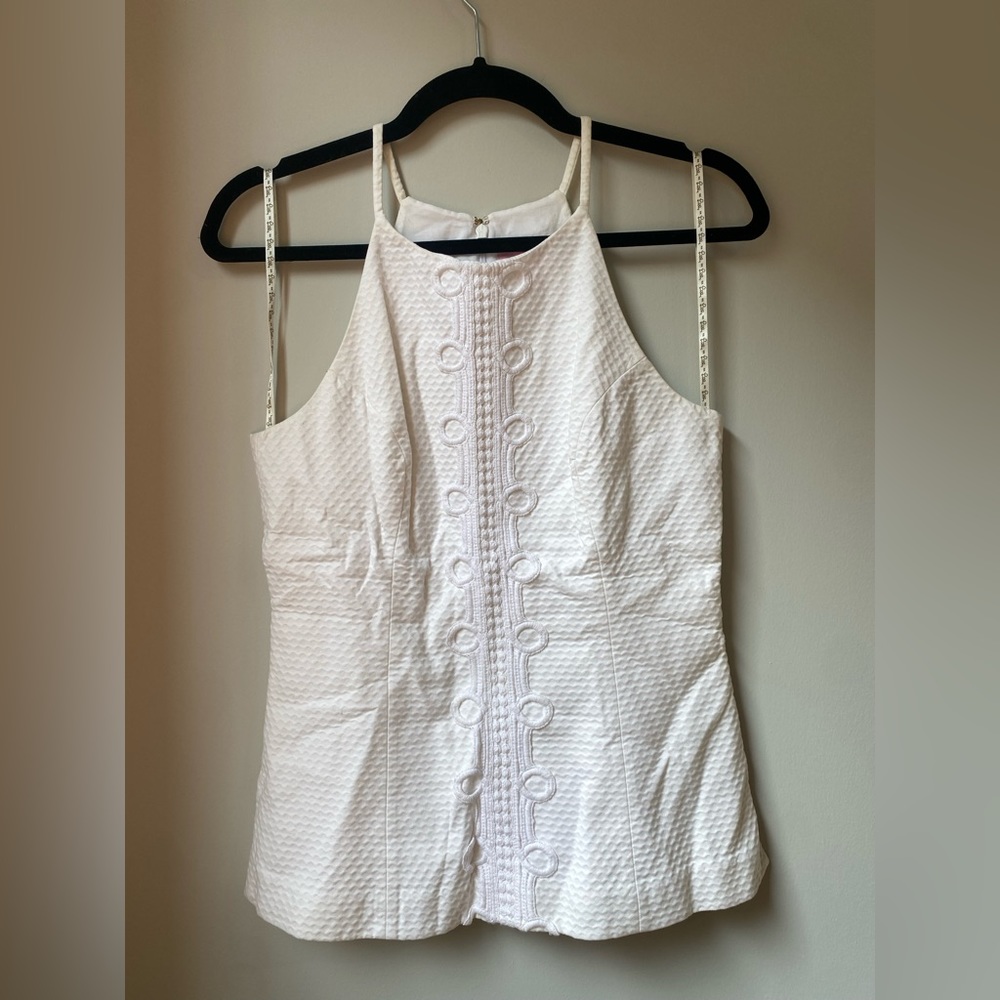 Lilly Pulitzer White Detailed High Neck Line Top Size 4